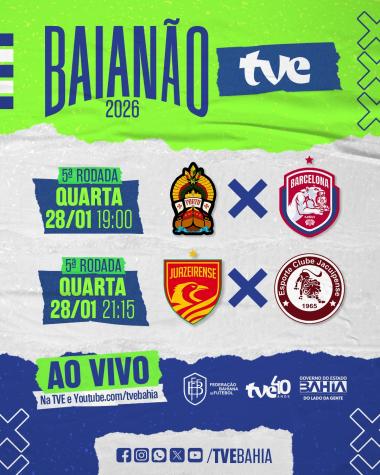 Dois jogos do Baianão nesta quarta-feira na TVE | SECOM
