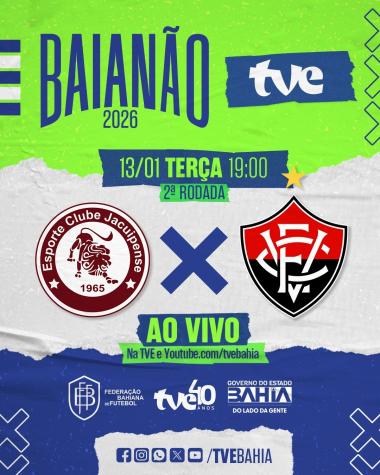 Jacuipense e Vitória nesta terça-feira na TVE | SECOM