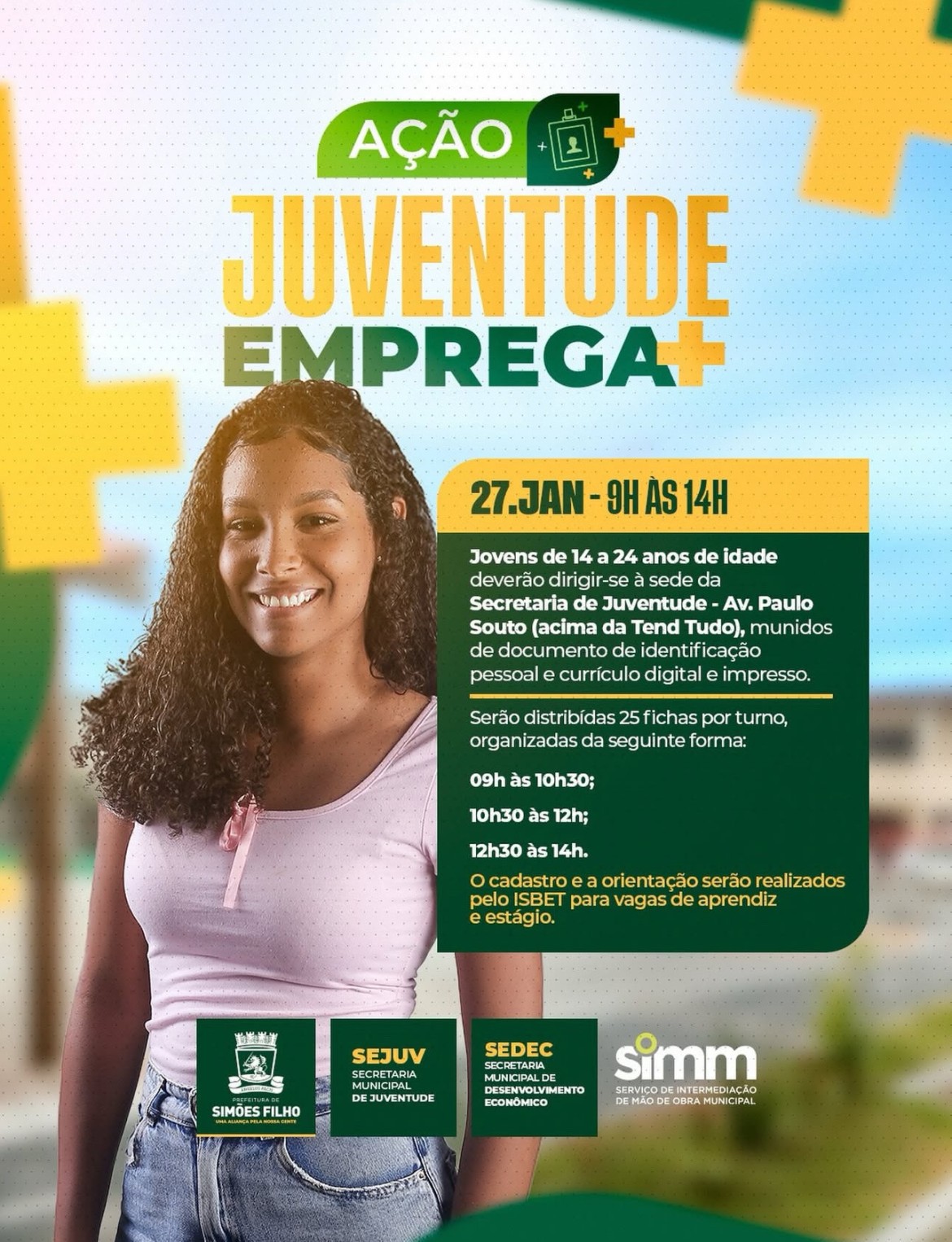 Simões Filho promove iniciativa para facilitar inserção de jovens de 14 a 24 anos no mercado de trabalho