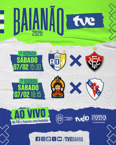 Sétima rodada do Baianão tem dois jogos ao vivo na TVE | SECOM
